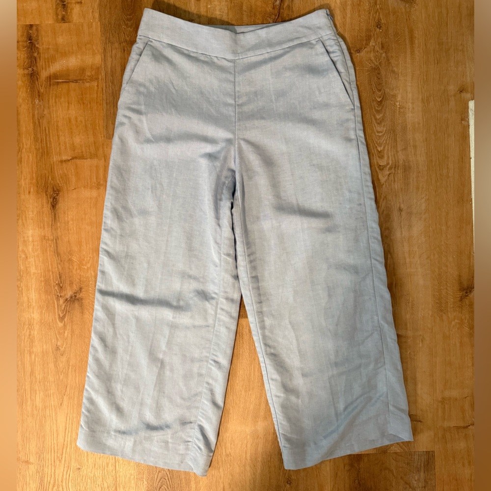 NWT LOFT Womens Linen Blend Wide Leg Pants-Light Blue- Size 4